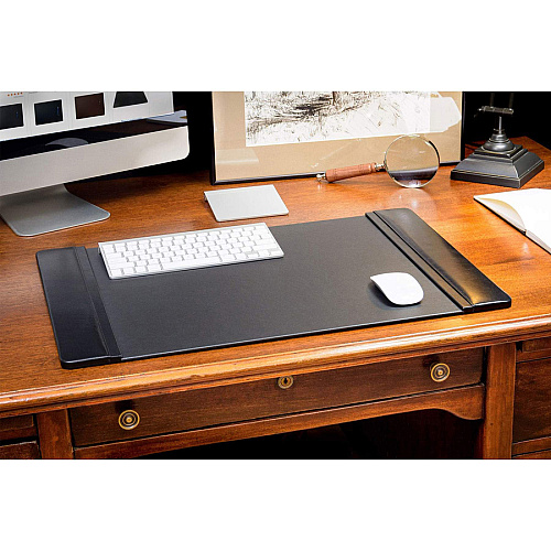 Dacasso Side-Rail Desk Pad Rectangular - 25.5" Width x 17.25000" Depth - Felt Backing - Leather - Black - 1 Each (P1002)