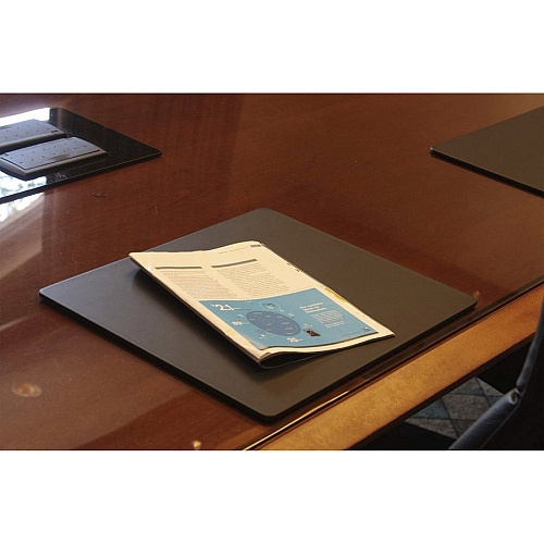 Dacasso Conference Pad Rectangular - 17" Width x 14" Depth - Felt Backing - Leather - Black - 1 Each (P1010)