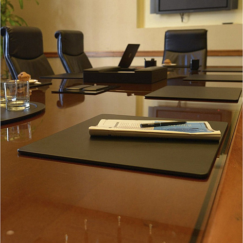 Dacasso Conference Pad Rectangular - 17" Width x 14" Depth - Felt Backing - Leather - Black - 1 Each (P1010)