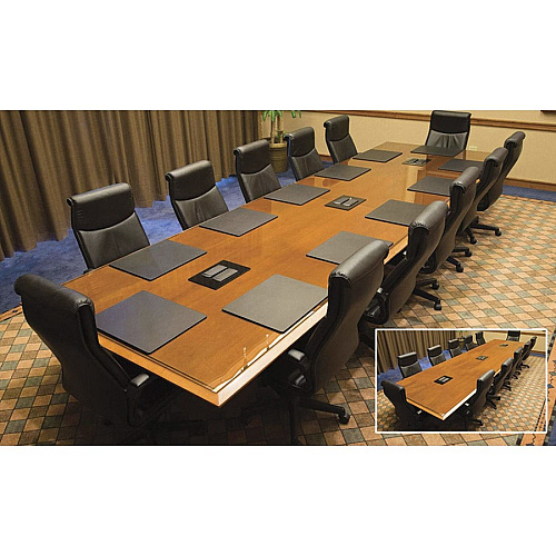 Dacasso Conference Pad Rectangular - 17" Width x 14" Depth - Felt Backing - Leather - Black - 1 Each (P1010)