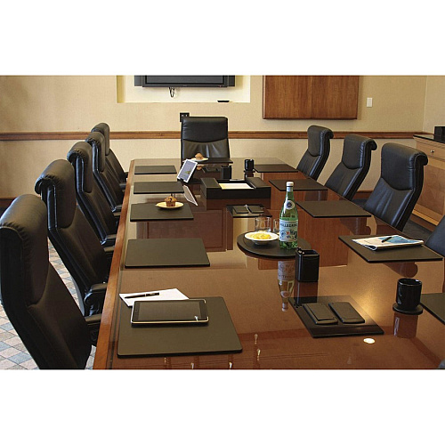 Dacasso Conference Pad Rectangular - 17" Width x 14" Depth - Felt Backing - Leather - Black - 1 Each (P1010)