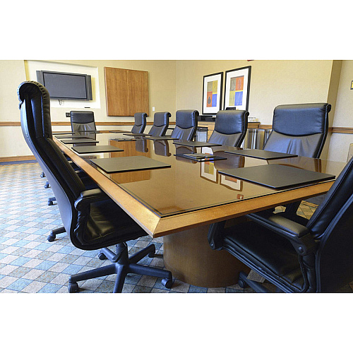 Dacasso Conference Pad Rectangular - 17" Width x 14" Depth - Felt Backing - Leather - Black - 1 Each (P1010)