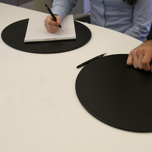 Dacasso Oval Conference Pad 17" Width x 14" Depth - Felt Backing - Leather - Black - 1 Each (P1014)