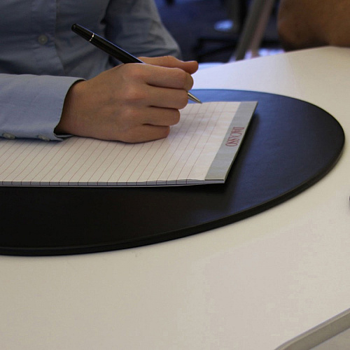 Dacasso Oval Conference Pad 17" Width x 14" Depth - Felt Backing - Leather - Black - 1 Each (P1014)