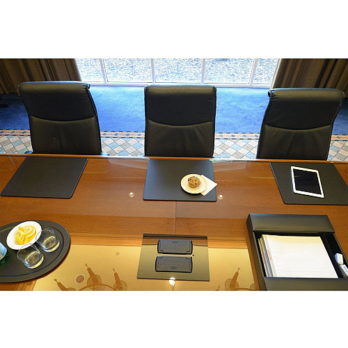 Dacasso Leatherette Conference Pad Rectangular - 17" Width x 14" Depth - Felt Backing - Leather - Black - 1 Each (P1015)