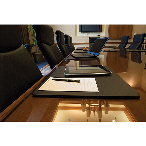 Dacasso Leatherette Conference Pad Rectangular - 17" Width x 14" Depth - Felt Backing - Leather - Black - 1 Each (P1015)