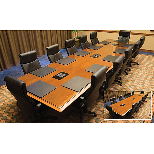 Dacasso Leatherette Conference Pad Rectangular - 17" Width x 14" Depth - Felt Backing - Leather - Black - 1 Each (P1015)