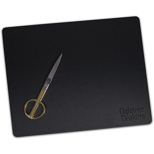 Dacasso Leatherette Conference Pad Rectangular - 17" Width x 14" Depth - Felt Backing - Leather - Black - 1 Each (P1015)