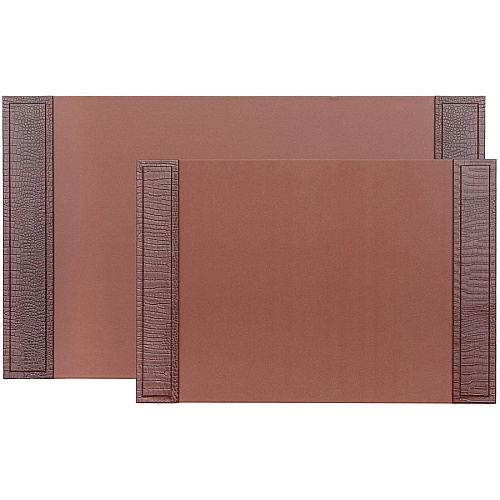 Dacasso Crocodile Embossed Side-Rail Desk Pad Rectangular - 22.5" Width x 17.25000" Depth - Felt Tan Backing - Top Grain Leather - Brown - 1 Each (P2002)