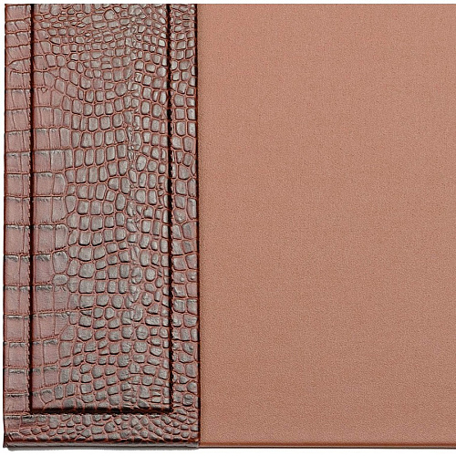 Dacasso Crocodile Embossed Side-Rail Desk Pad Rectangular - 22.5" Width x 17.25000" Depth - Felt Tan Backing - Top Grain Leather - Brown - 1 Each (P2002)
