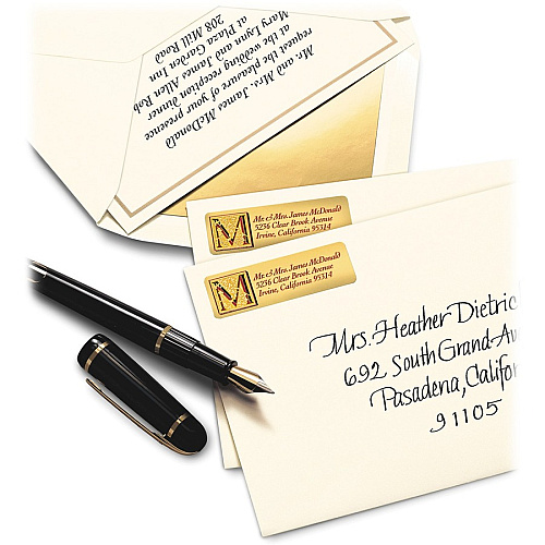 Avery&reg; Foil Mailing Labels 3/4" Height x 2 1/4" Width - Permanent Adhesive - Rectangle - Inkjet - Gold - Paper, Foil - 30 / Sheet - 10 Total Sheets - 1500 Total Label(s) - 300/Pack - 5 / Carton (08987)