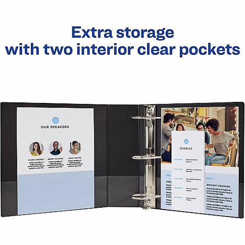 Avery&reg; Durable View 3 Ring Binder, 3" Slant Rings, 1 Blue Binder 3" Binder Capacity - Letter - 8 1/2" x 11" Sheet Size - 600 Sheet Capacity - 635 Ring(s) - Fastener(s): Slant Ring - Pocket(s): 2, Internal - Polypropylene - Blue - Adhesive, Dur (17044)