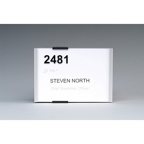DURABLE&reg; Wall Mounted INFO SIGN 5.9" Width x 4.2" Height - Rectangular Shape - Wall Mountable, Door-mountable - Anti-glare - Indoor - Acrylic, Aluminum - Silver - 1 Each (480123)