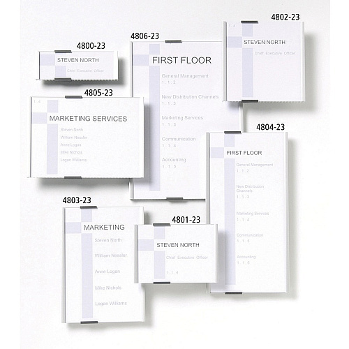 DURABLE&reg; Wall Mounted INFO SIGN 5.9" Width x 4.2" Height - Rectangular Shape - Wall Mountable, Door-mountable - Anti-glare - Indoor - Acrylic, Aluminum - Silver - 1 Each (480123)