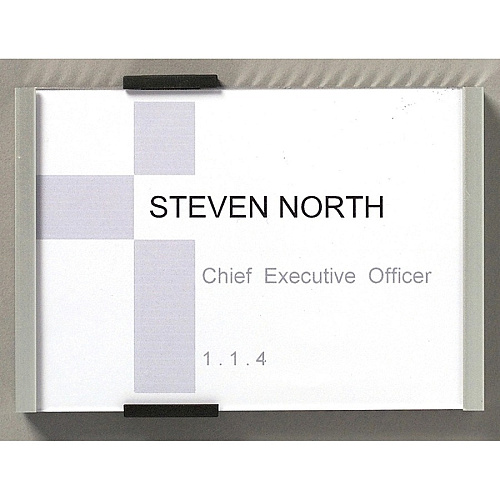 DURABLE&reg; Wall Mounted INFO SIGN 5.9" Width x 4.2" Height - Rectangular Shape - Wall Mountable, Door-mountable - Anti-glare - Indoor - Acrylic, Aluminum - Silver - 1 Each (480123)