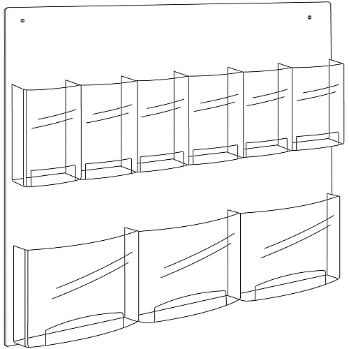 Safco Nine Compartment Magazine/Pamphlet Display 9 Compartment(s) - Compartment Size : 7" x 2" x 9.12" - 23.50" Height x 28" Width x 3" Depth - Break Resistant - Clear - Polycarbonate, Polyethylene - 1 Each (5666CL)