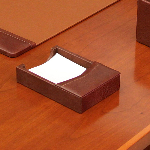 Dacasso Memo Holder 1.4" Height x 4.8" Width x 6.8" Length - Leather - Mocha - 1 Each (A3009)