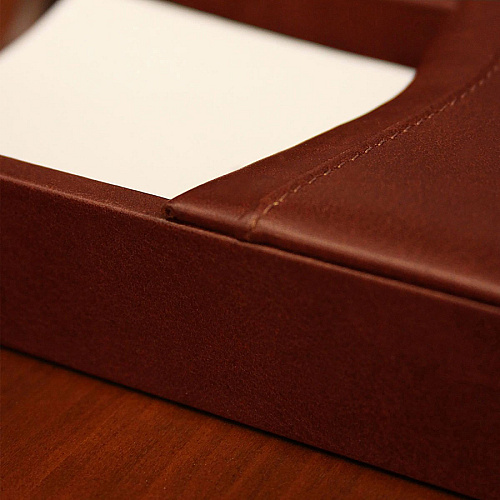Dacasso Memo Holder 1.4" Height x 4.8" Width x 6.8" Length - Leather - Mocha - 1 Each (A3009)