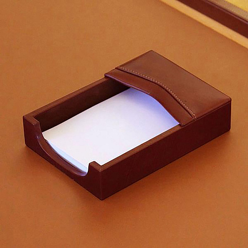Dacasso Memo Holder 1.4" Height x 4.8" Width x 6.8" Length - Leather - Mocha - 1 Each (A3009)