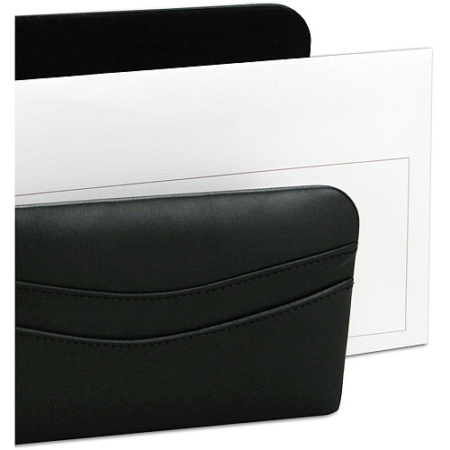 Dacasso Letter Holder 5" Height x 2.3" Width x 5.5" Length - Leather - Black - 1 Each (A1008)
