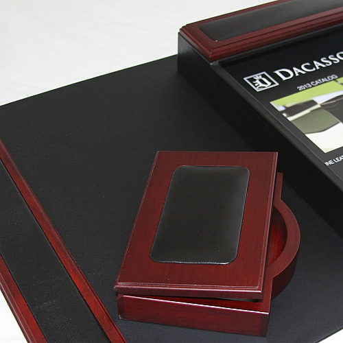 Dacasso Rosewood & Leather Memo Holder Leather, Wood - Black - 1 Each (A8009)