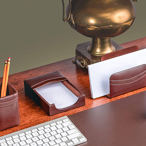Dacasso Leather Memo Holder 4" Height x 6" Width - Leather - Brown - 1 Each (A3409)