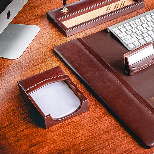Dacasso Leather Memo Holder 4" Height x 6" Width - Leather - Brown - 1 Each (A3409)