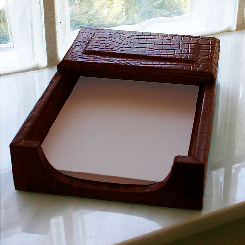 Dacasso Crocodile Embossed Memory Holder Leather - Brown - 1 Each (A2009)