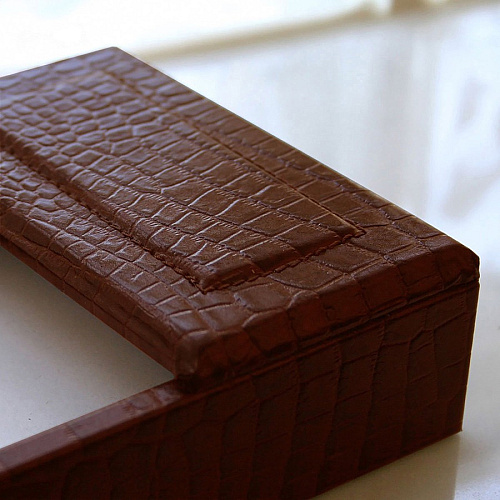 Dacasso Crocodile Embossed Memory Holder Leather - Brown - 1 Each (A2009)