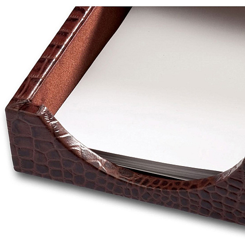 Dacasso Crocodile Embossed Memory Holder Leather - Brown - 1 Each (A2009)