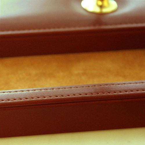 Dacasso Double Pen Stand 5.4" Height x 11.1" Width x 1" Depth - Leather - 1 Each (A3004)