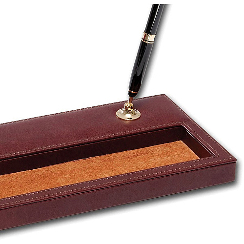 Dacasso Double Pen Stand 5.4" Height x 11.1" Width x 1" Depth - Leather - 1 Each (A3004)