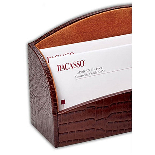 Dacasso Letter Holder with 2 Slots Leather - Brown - 1 Each (A2008)
