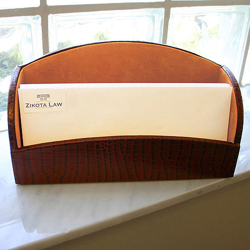 Dacasso Letter Holder with 2 Slots Leather - Brown - 1 Each (A2008)
