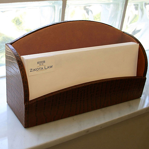 Dacasso Letter Holder with 2 Slots Leather - Brown - 1 Each (A2008)