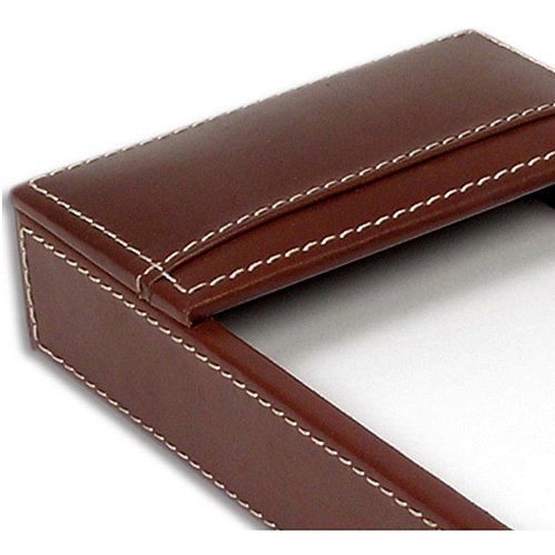 Dacasso Rustic Leather Double Legal-Size Trays 1.8" Height x 4.8" Width x 7" Depth - Leather - Brown - 1 Each (A3209)