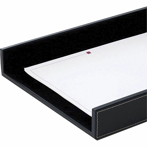 Dacasso Single Front Load Tray 2" Height x 10.60" Width x 13.75" Length - Desktop - Black - Leather - 1 Each (A1201)