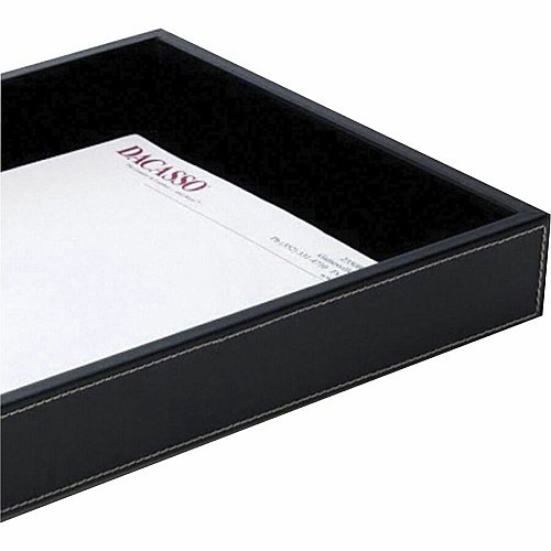 Dacasso Single Front Load Tray 2" Height x 10.60" Width x 13.75" Length - Desktop - Black - Leather - 1 Each (A1201)
