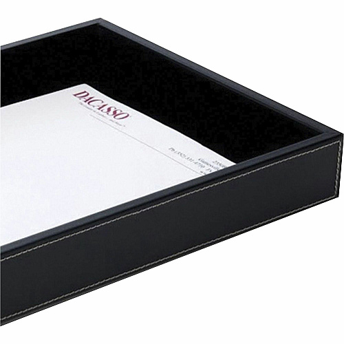 Dacasso Single Front Load Tray 2" Height x 10.60" Width x 13.75" Length - Desktop - Black - Leather - 1 Each (A1201)
