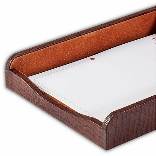 Dacasso Crocodile Embossed Single Letter Tray 2" Height x 10.50" Width x 13.75" Length - Desktop - Brown - Leather - 1 Each (A2001)