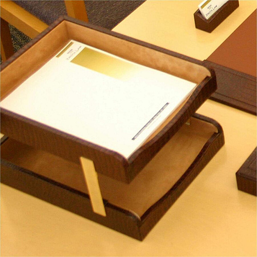 Dacasso Crocodile Embossed Single Letter Tray 2" Height x 10.50" Width x 13.75" Length - Desktop - Brown - Leather - 1 Each (A2001)