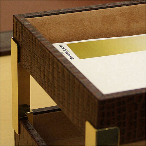 Dacasso Crocodile Embossed Single Letter Tray 2" Height x 10.50" Width x 13.75" Length - Desktop - Brown - Leather - 1 Each (A2001)