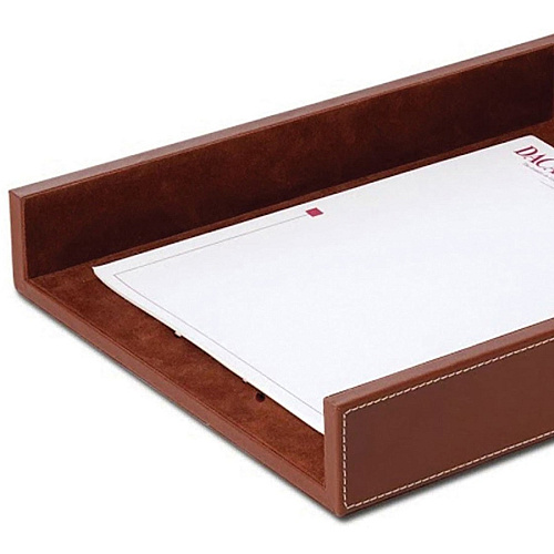 Dacasso Single Front Load Letter Tray 2" Height x 10.60" Width x 13.75" Length - Desktop - Brown - Leather - 1 Each (A3201)