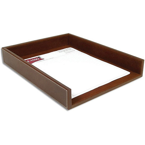 Dacasso Single Front Load Letter Tray 2" Height x 10.60" Width x 13.75" Length - Desktop - Brown - Leather - 1 Each (A3201)