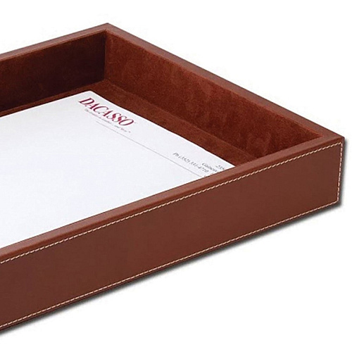 Dacasso Single Front Load Letter Tray 2" Height x 10.60" Width x 13.75" Length - Desktop - Brown - Leather - 1 Each (A3201)