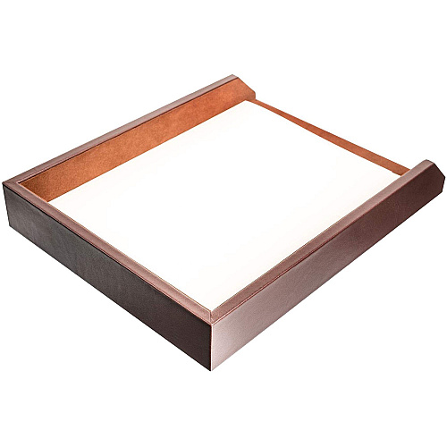Dacasso Single Front Load Tray 2" Height x 10.50" Width x 13.75" Length - Desktop - Chocolate - Leather - 1 Each (A3401)