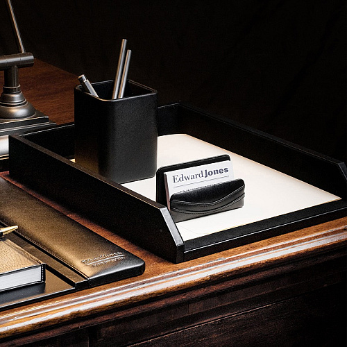 Dacasso Front Load Letter/Legal Tray 2.50" Height x 10.50" Width x 13.75" Length - Black - Leather - 1 Each (A1001)