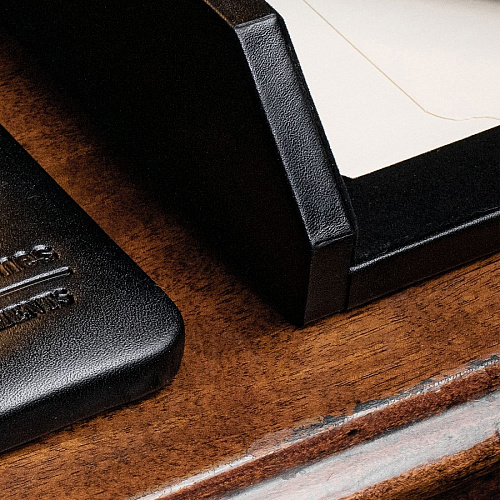 Dacasso Front Load Letter/Legal Tray 2.50" Height x 10.50" Width x 13.75" Length - Black - Leather - 1 Each (A1001)