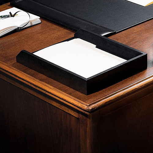Dacasso Front Load Letter/Legal Tray 2.50" Height x 10.50" Width x 13.75" Length - Black - Leather - 1 Each (A1001)