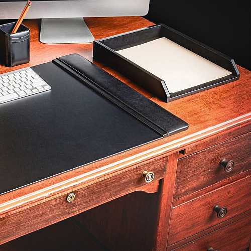 Dacasso Front Load Letter/Legal Tray 2.50" Height x 10.50" Width x 13.75" Length - Black - Leather - 1 Each (A1001)